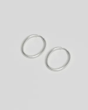 Slim Large Silver Hoops