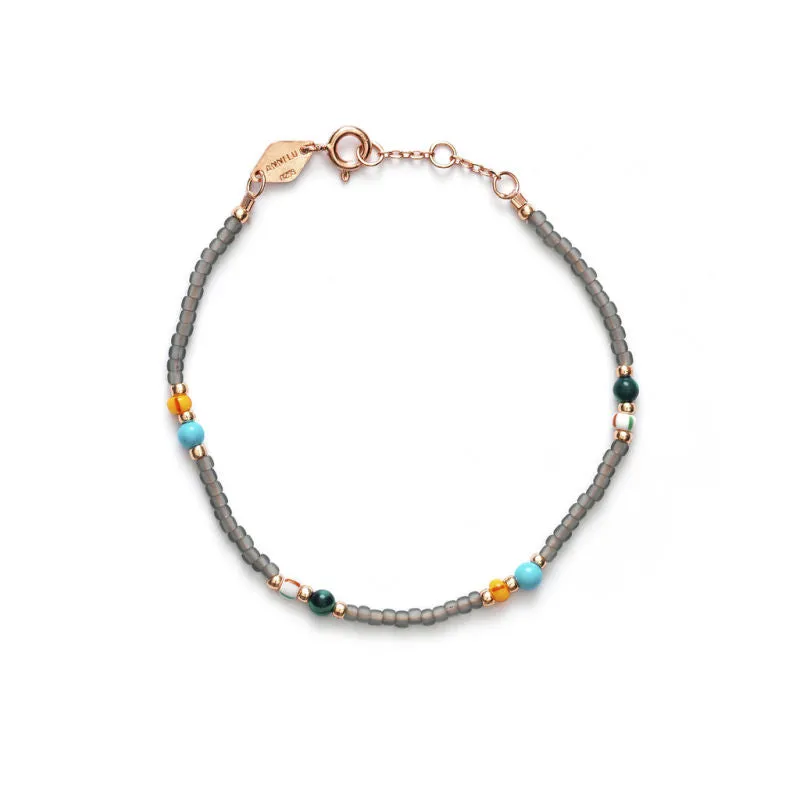 Soho Gold Plated Bracelet w. Grey Beads