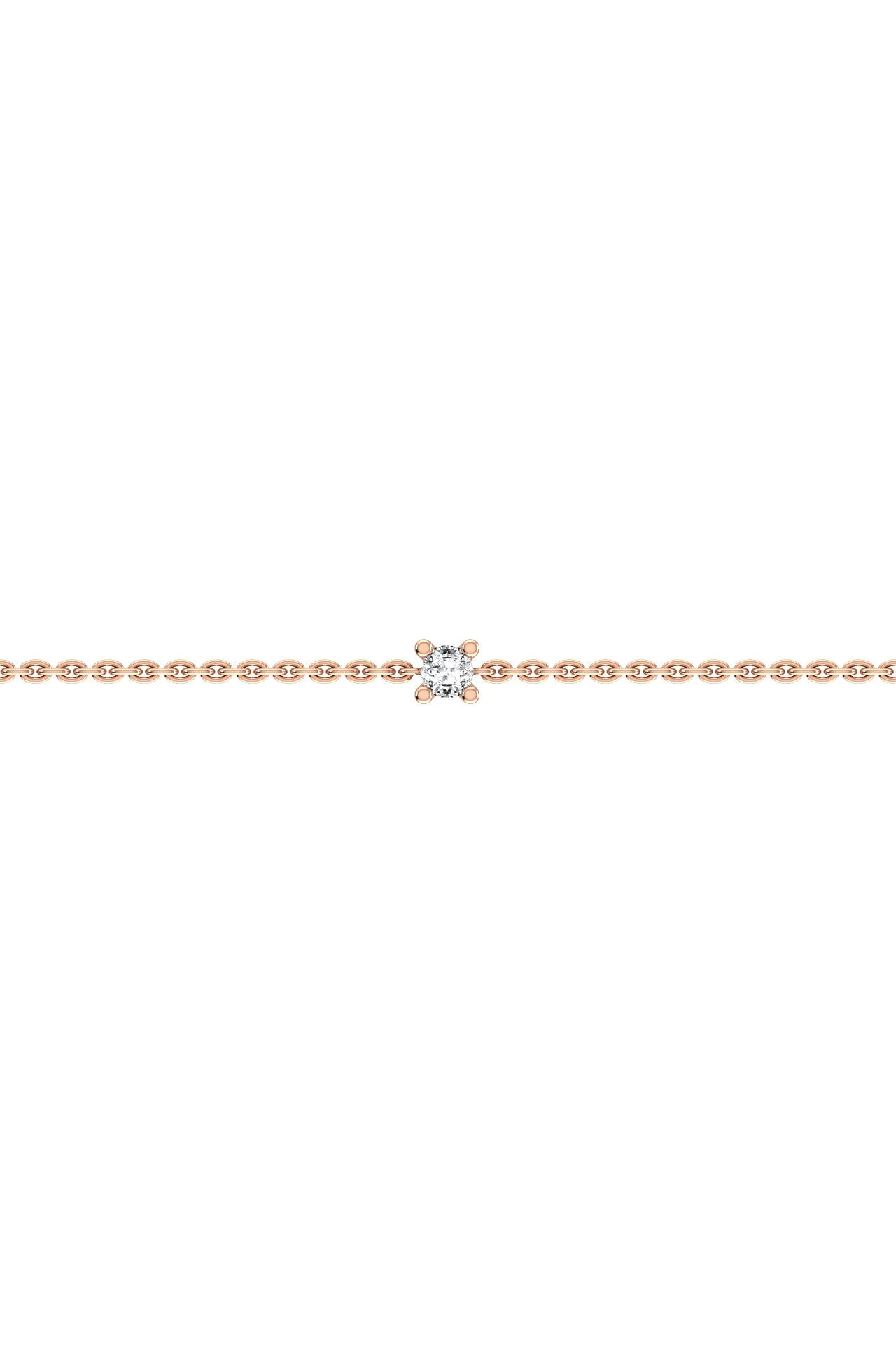 Solitaire 18K Rose Gold Bracelet w. Lab-Grown Diamond