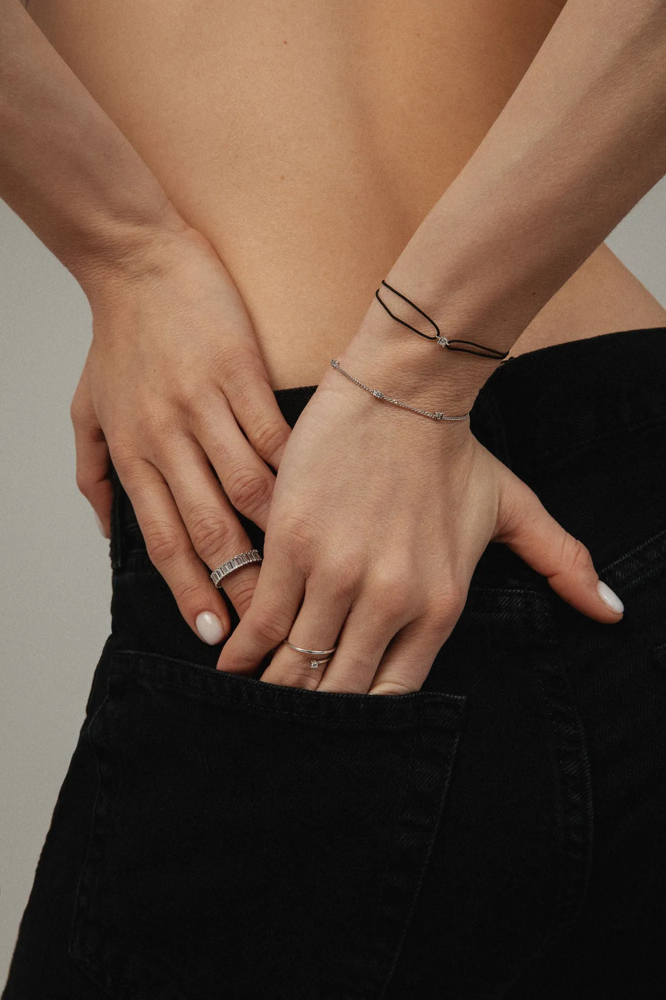 Solitaire Cord 18K Rose Gold Bracelet w. Lab-Grown Diamond