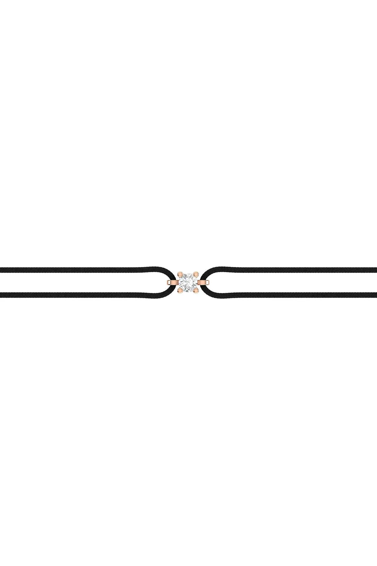 Solitaire Cord 18K Rose Gold Bracelet w. Lab-Grown Diamond