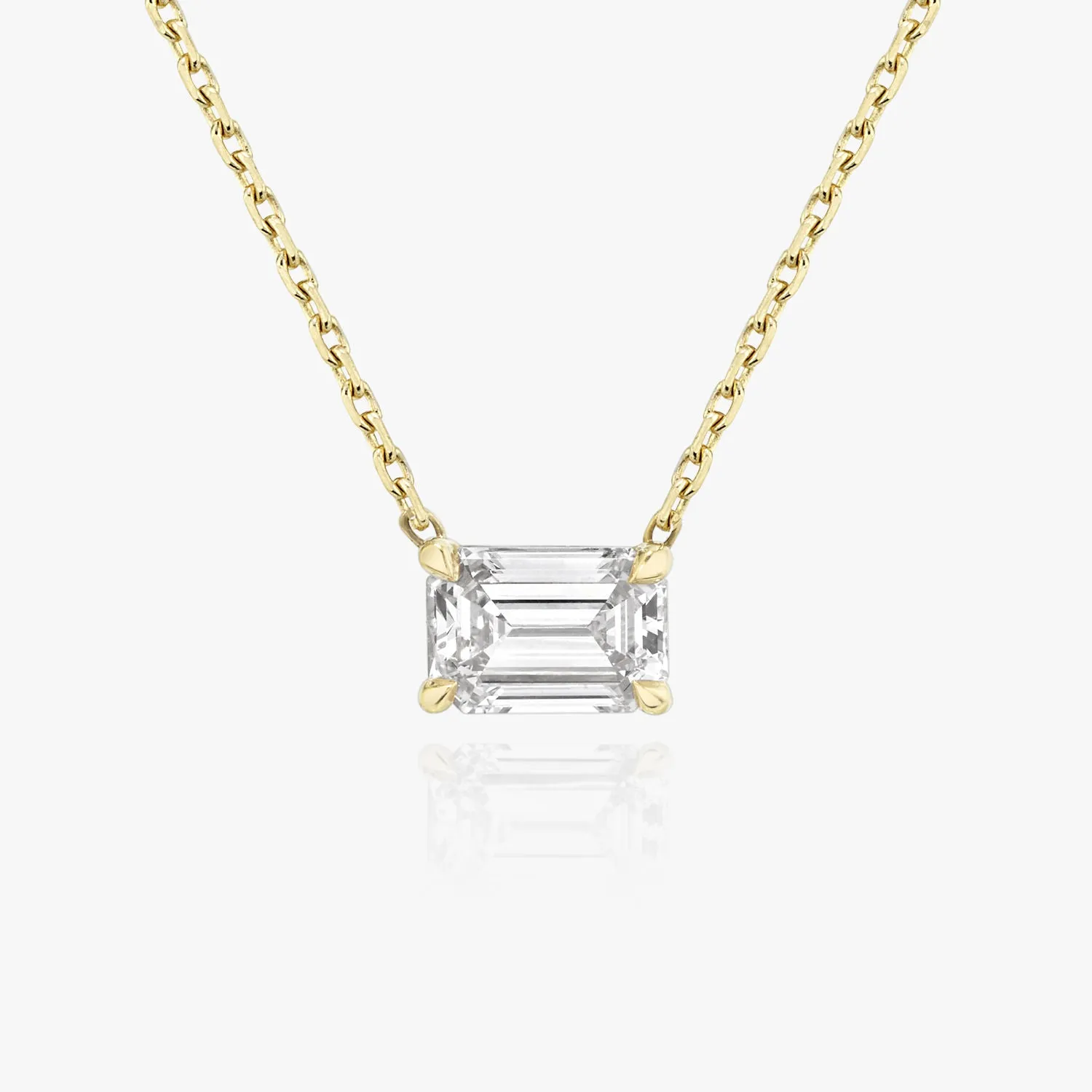 Solitaire Emerald 14K Rosegold Necklace w. Lab-Grown Diamond