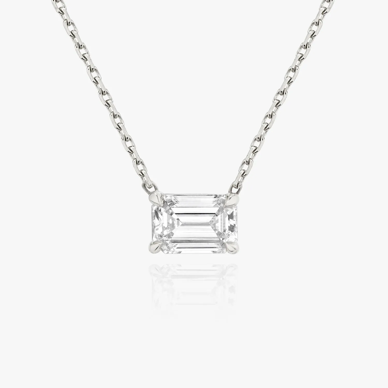 Solitaire Emerald 14K Rosegold Necklace w. Lab-Grown Diamond