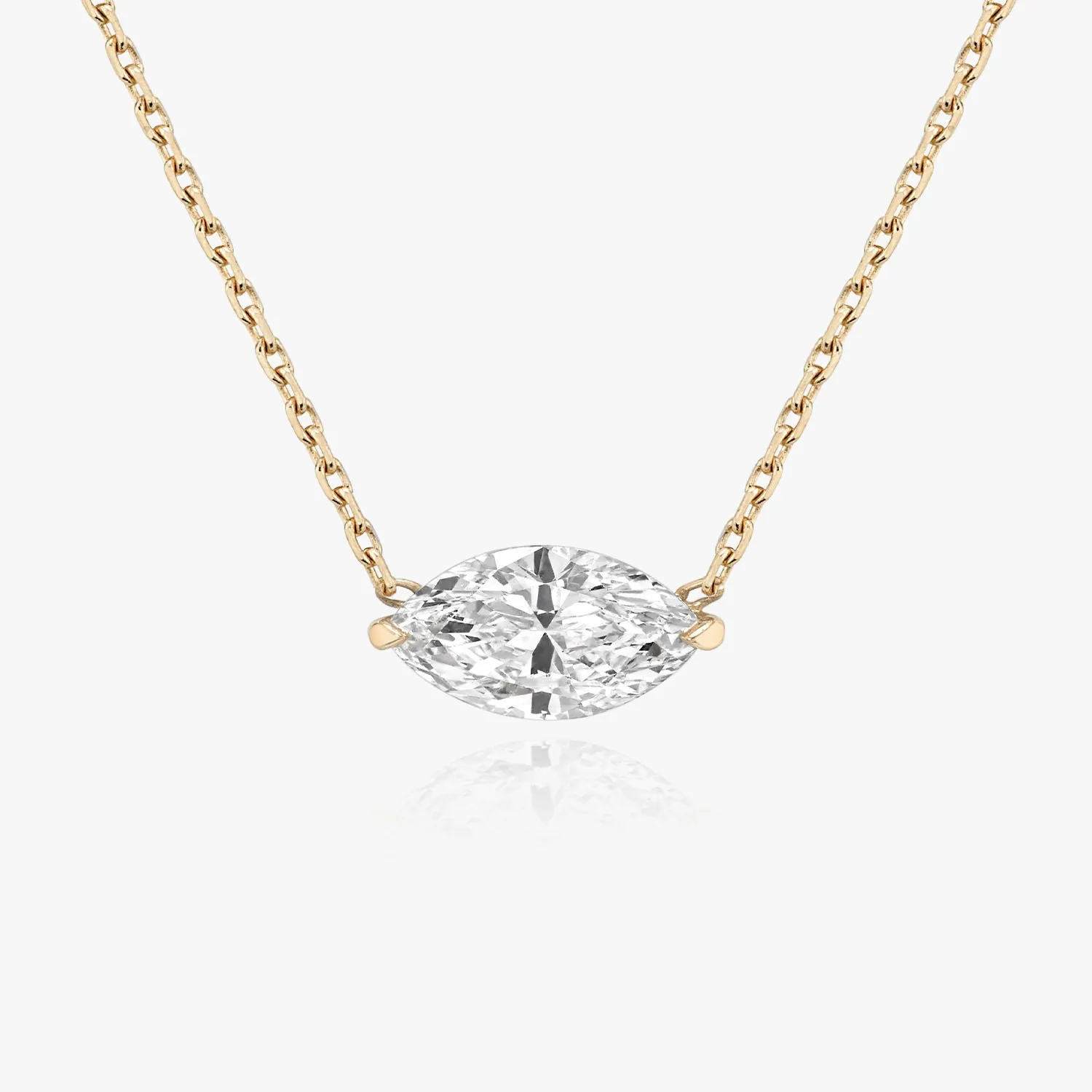 Solitaire Marquise 14K Whitegold Necklace w. Lab-Grown Diamond