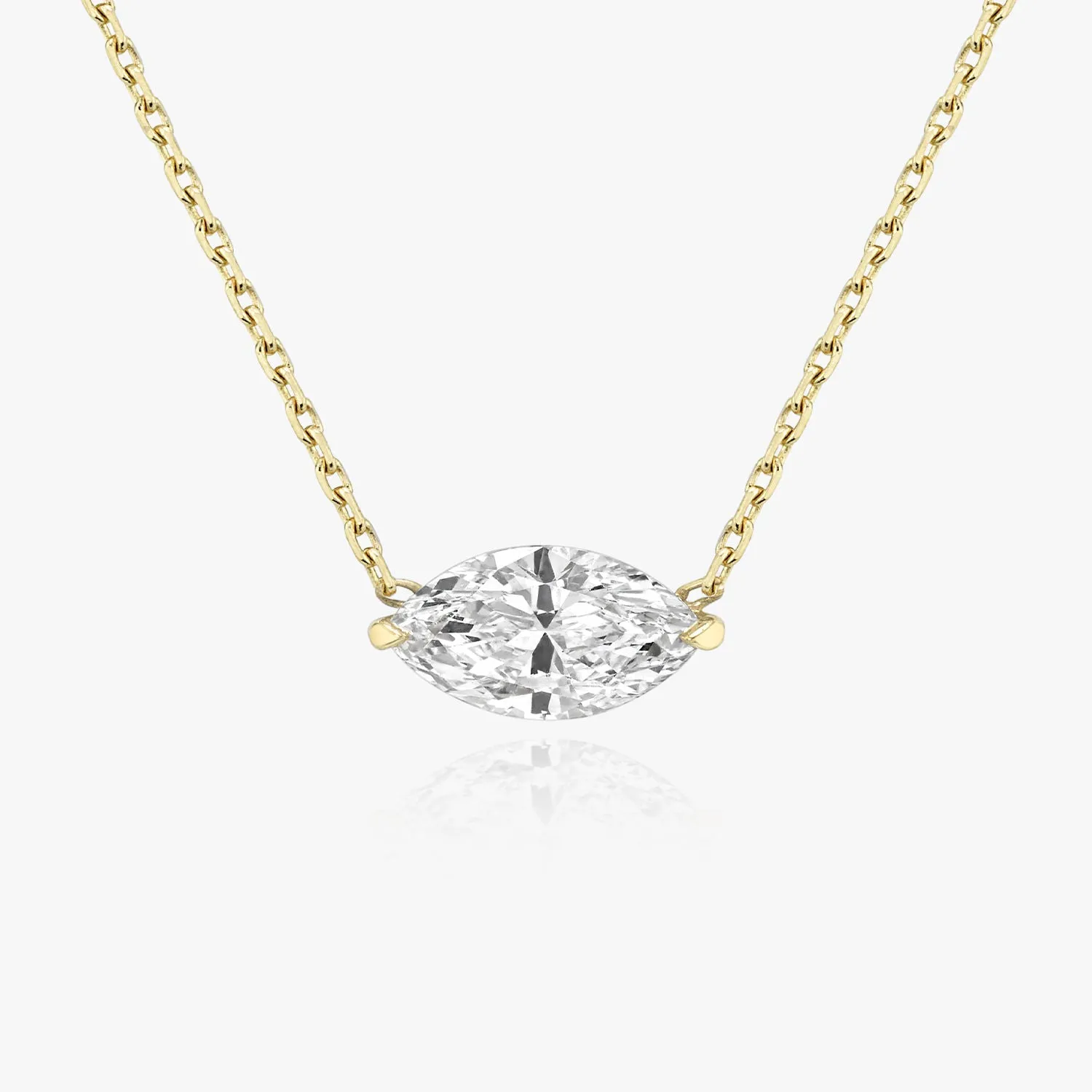 Solitaire Marquise 14K Whitegold Necklace w. Lab-Grown Diamond