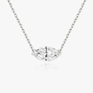 Solitaire Marquise 14K Whitegold Necklace w. Lab-Grown Diamond