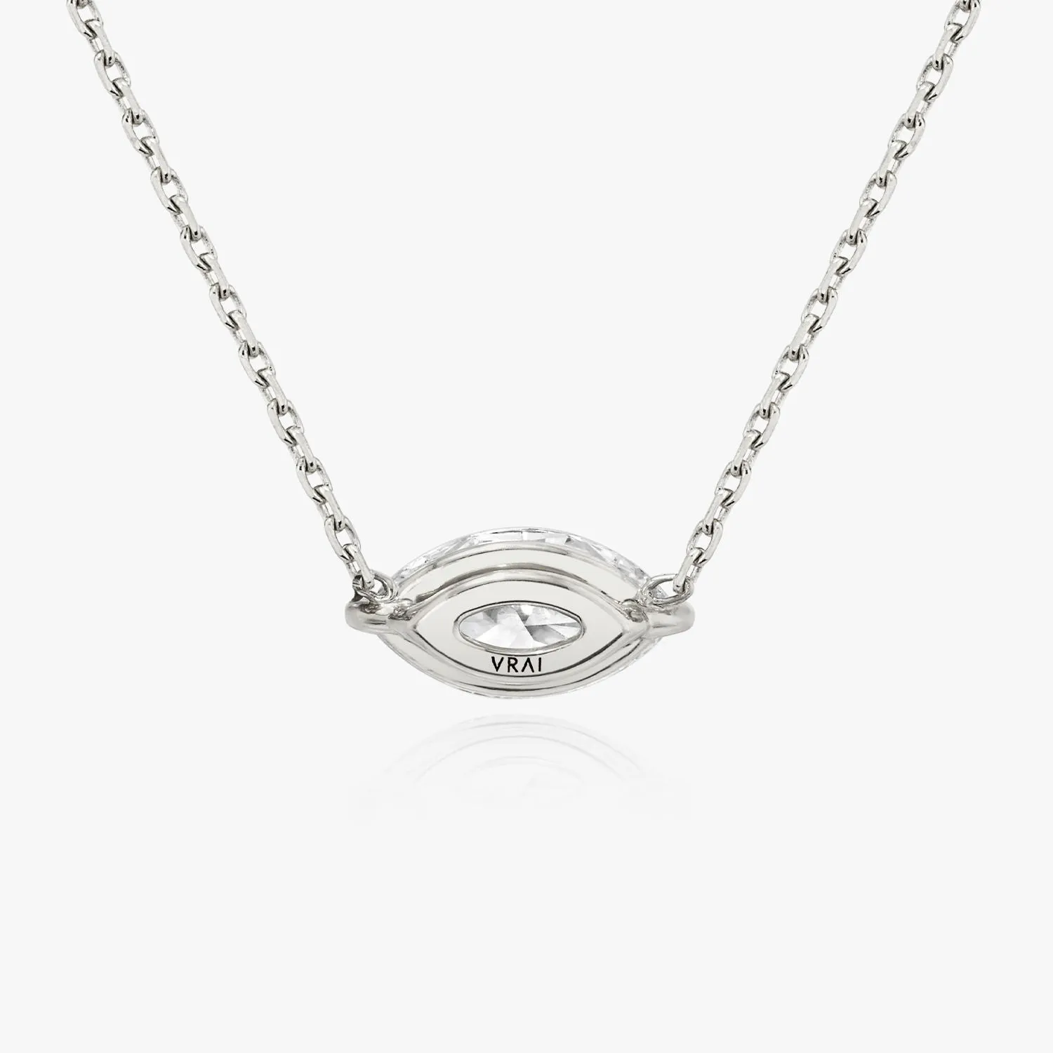 Solitaire Marquise 14K Whitegold Necklace w. Lab-Grown Diamond