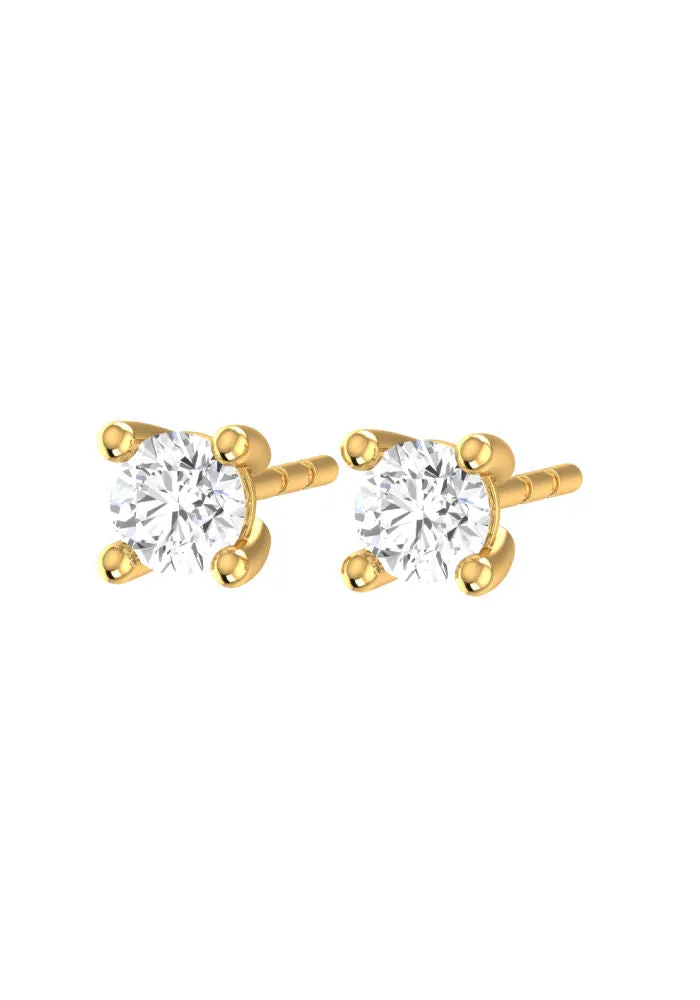 Solitaire Mini 18K Gold Stud w. Lab-Grown Diamond