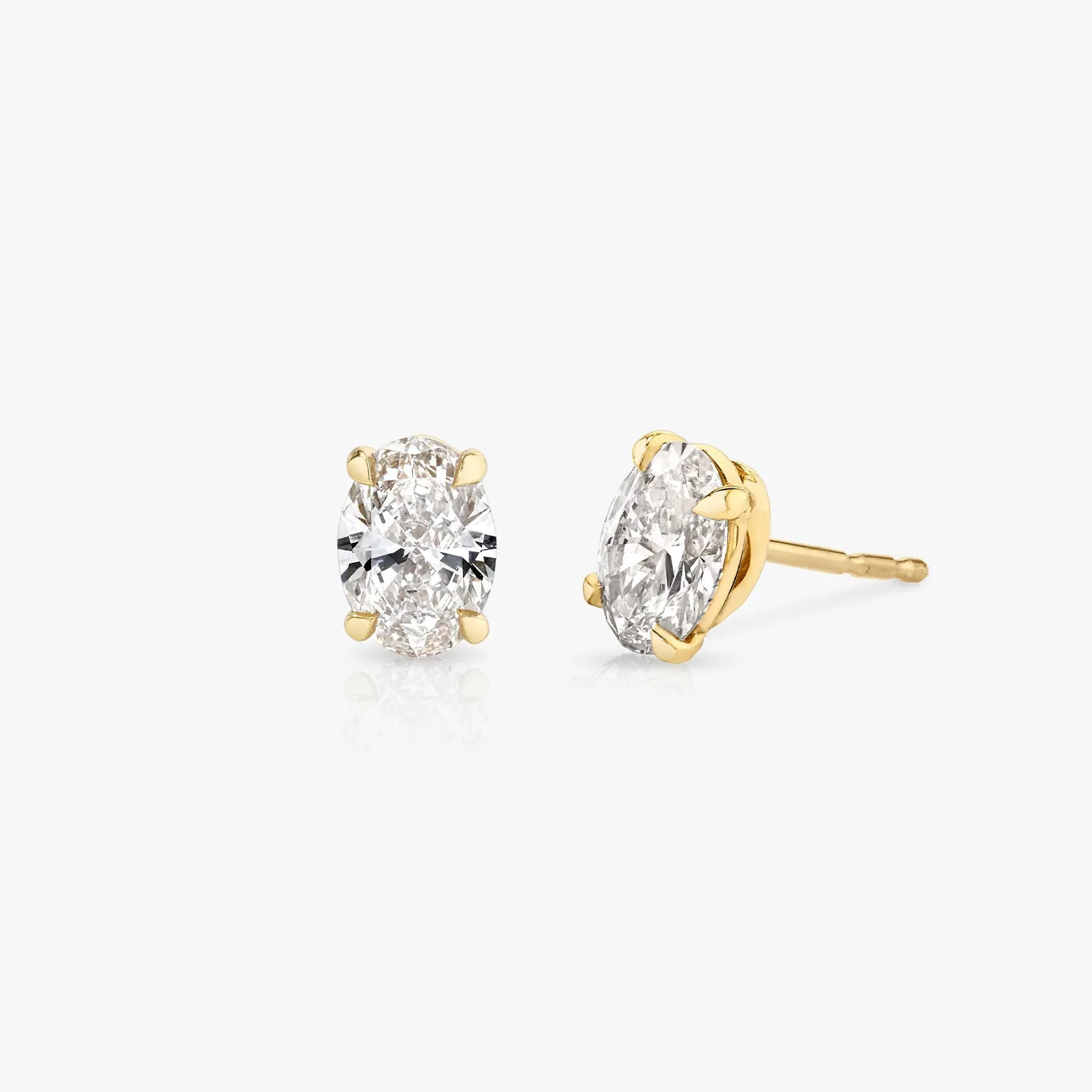 Solitaire Oval 14K Whitegold Studs w. Lab-Grown Diamonds