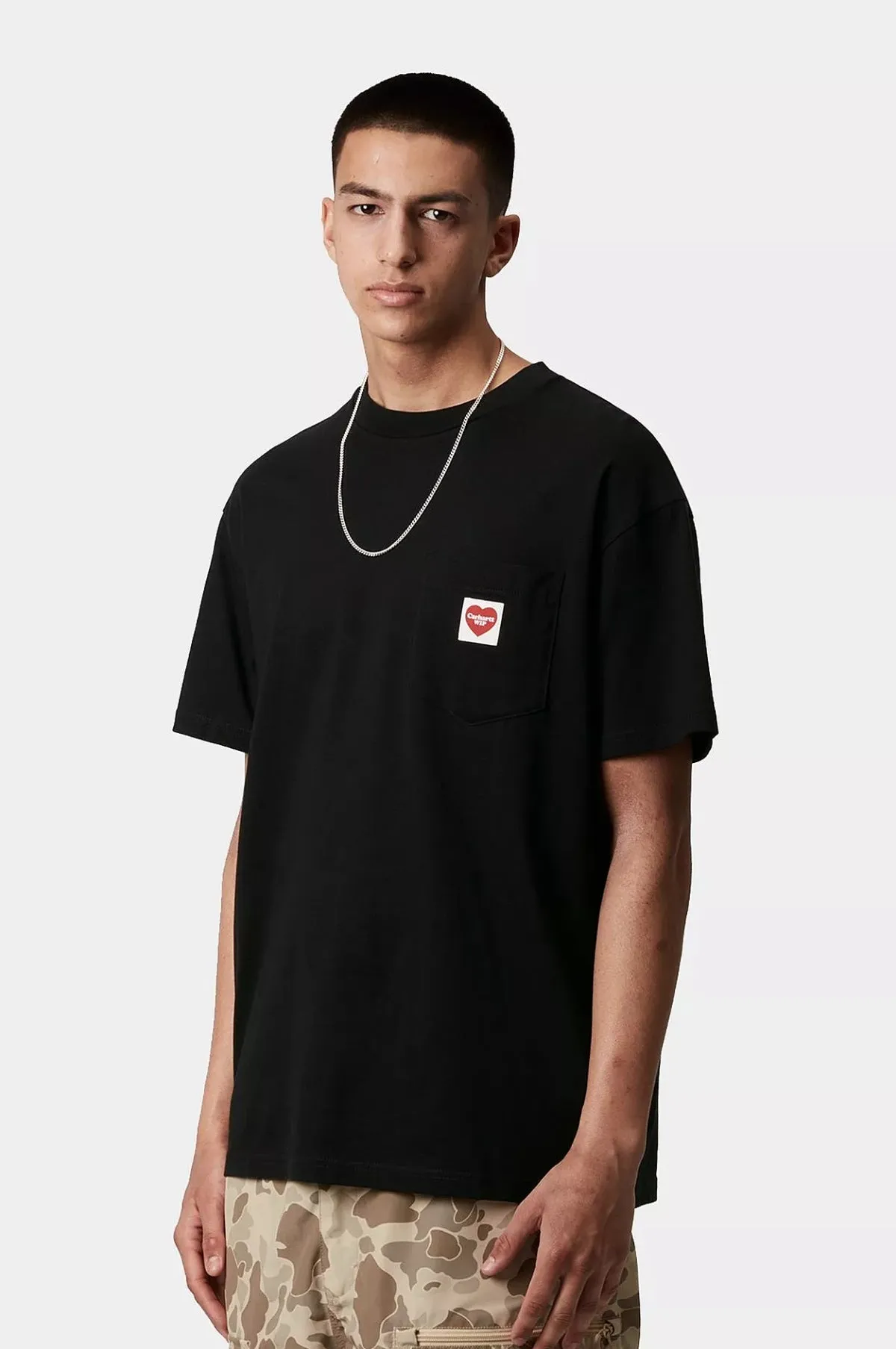 S/S Pocket Heart T-Shirt Black/Red