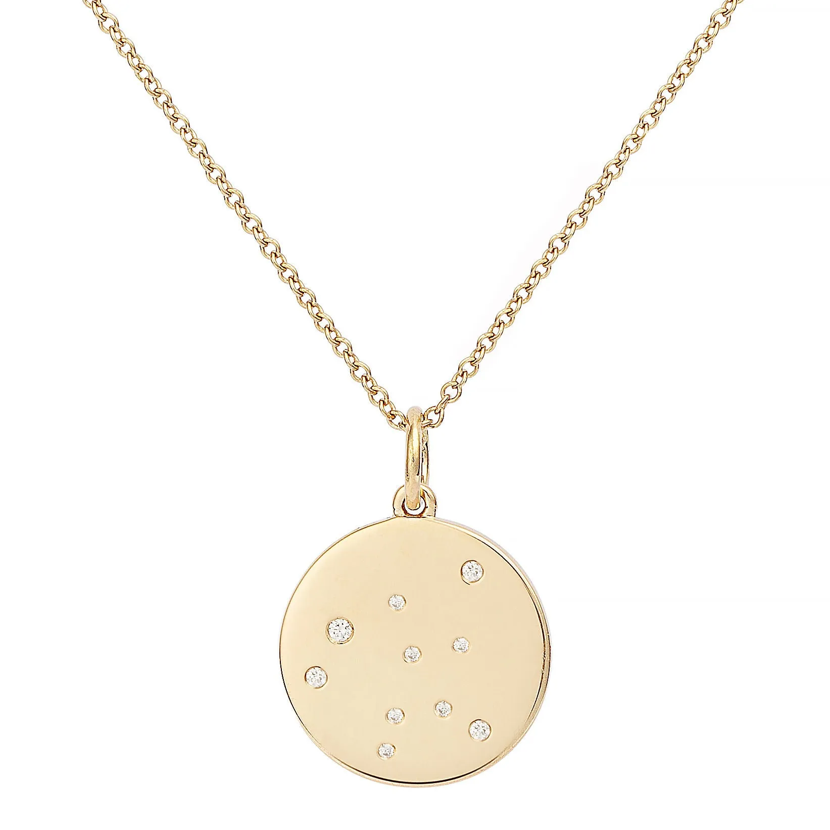 Star Badge Aquarius 18K Gold Necklace w. Diamonds