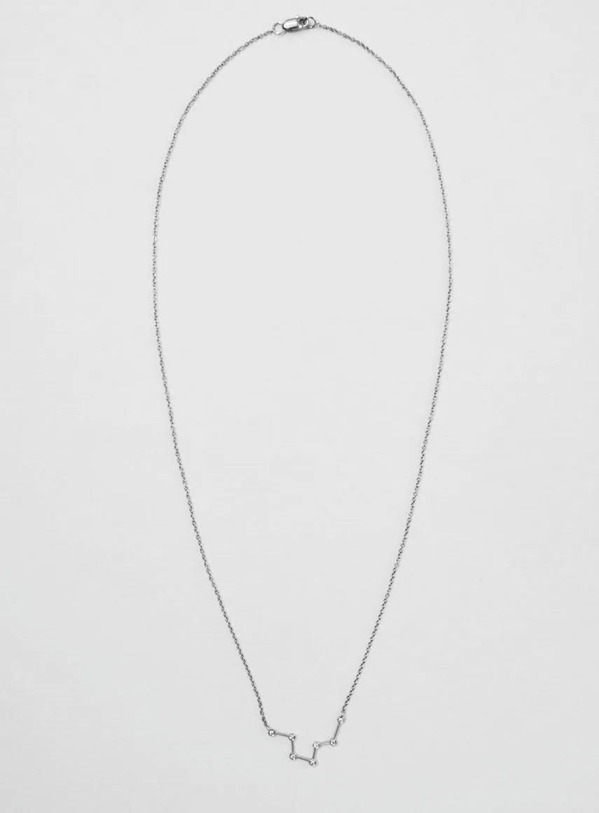 Star Sign Aquarius 18K Whitegold Necklace w. Diamond