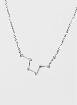 Star Sign Aquarius 18K Whitegold Necklace w. Diamond