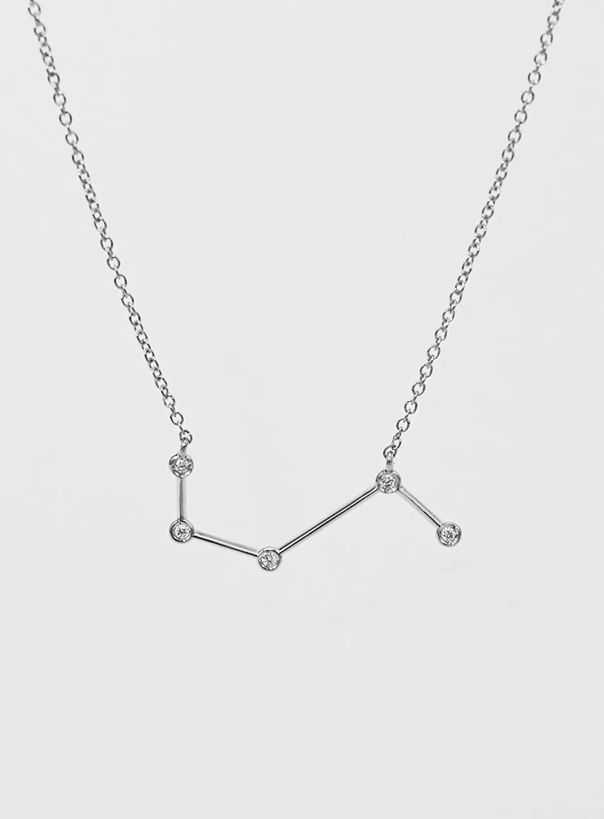 Star Sign Aries 18K Whitegold Necklace w. Diamond