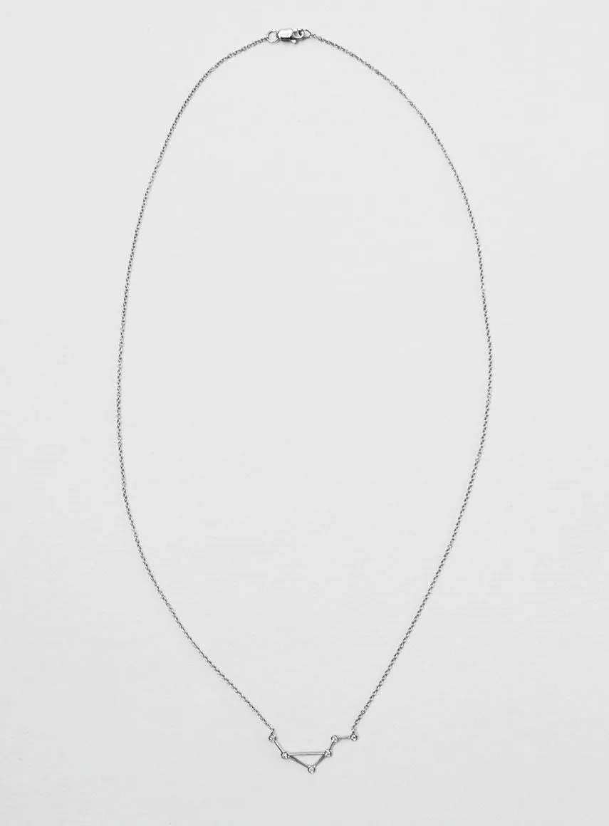 Star Sign Libra 18K Whitegold Necklace w. Diamond