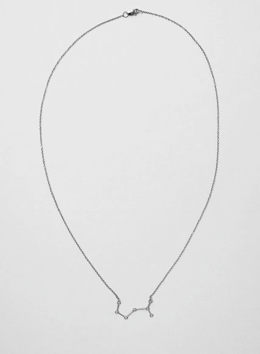 Star Sign Scorpio 18K Whitegold Necklace w. Diamond