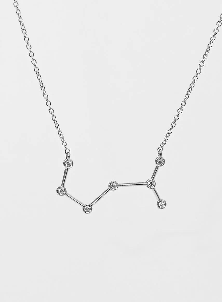 Star Sign Scorpio 18K Whitegold Necklace w. Diamond