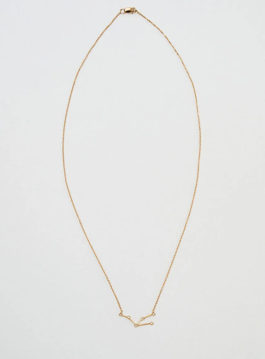 Star Sign Taurus 18K Gold Necklace w. Diamond