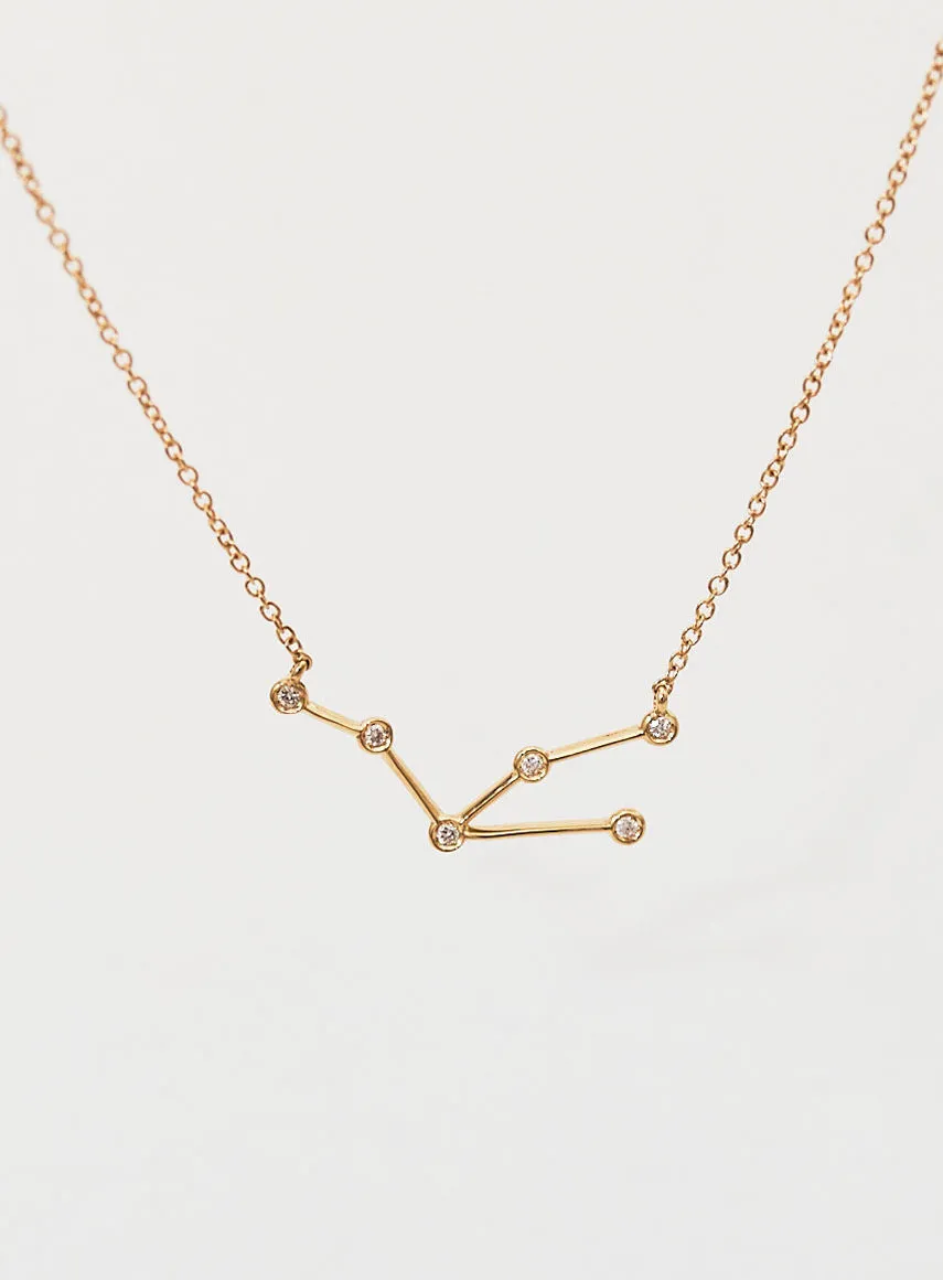 Star Sign Taurus 18K Gold Necklace w. Diamond