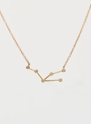 Star Sign Taurus 18K Gold Necklace w. Diamond