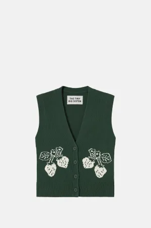 Strawberries Patric Vest Dark Emerald