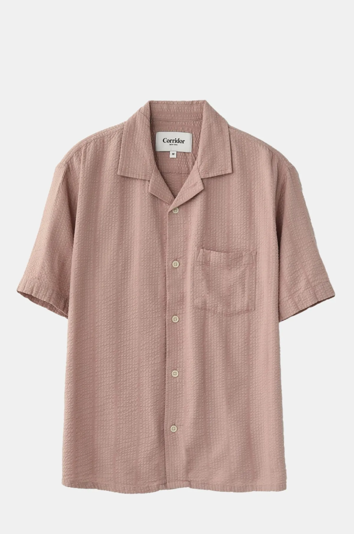 Striped Seersucker SS Shirt Pink