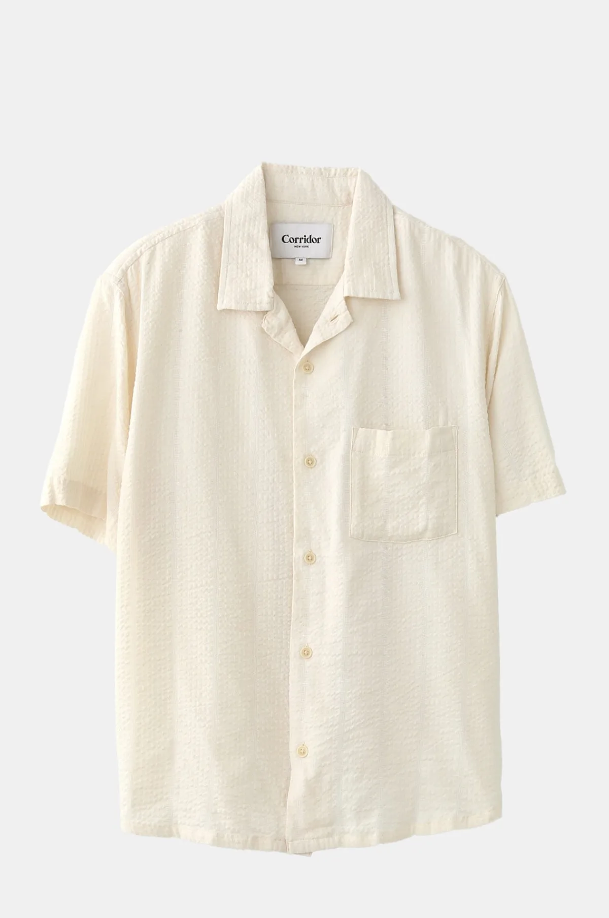 Striped Seersucker SS Shirt White