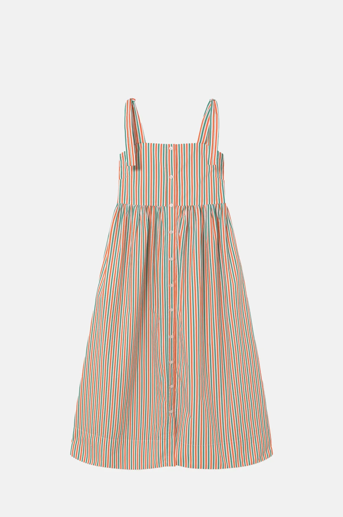 Striped Straps Dress Emerald/Orange-Red