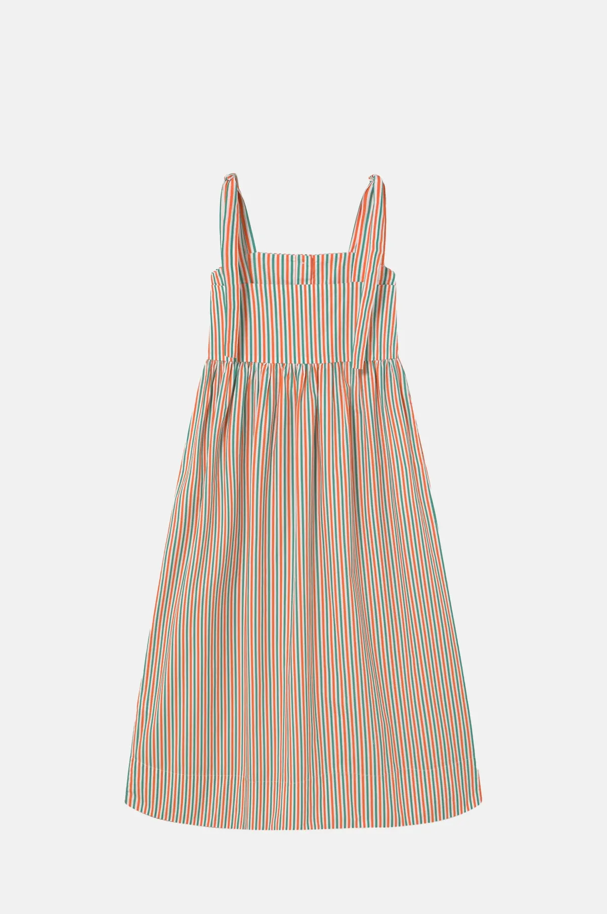 Striped Straps Dress Emerald/Orange-Red