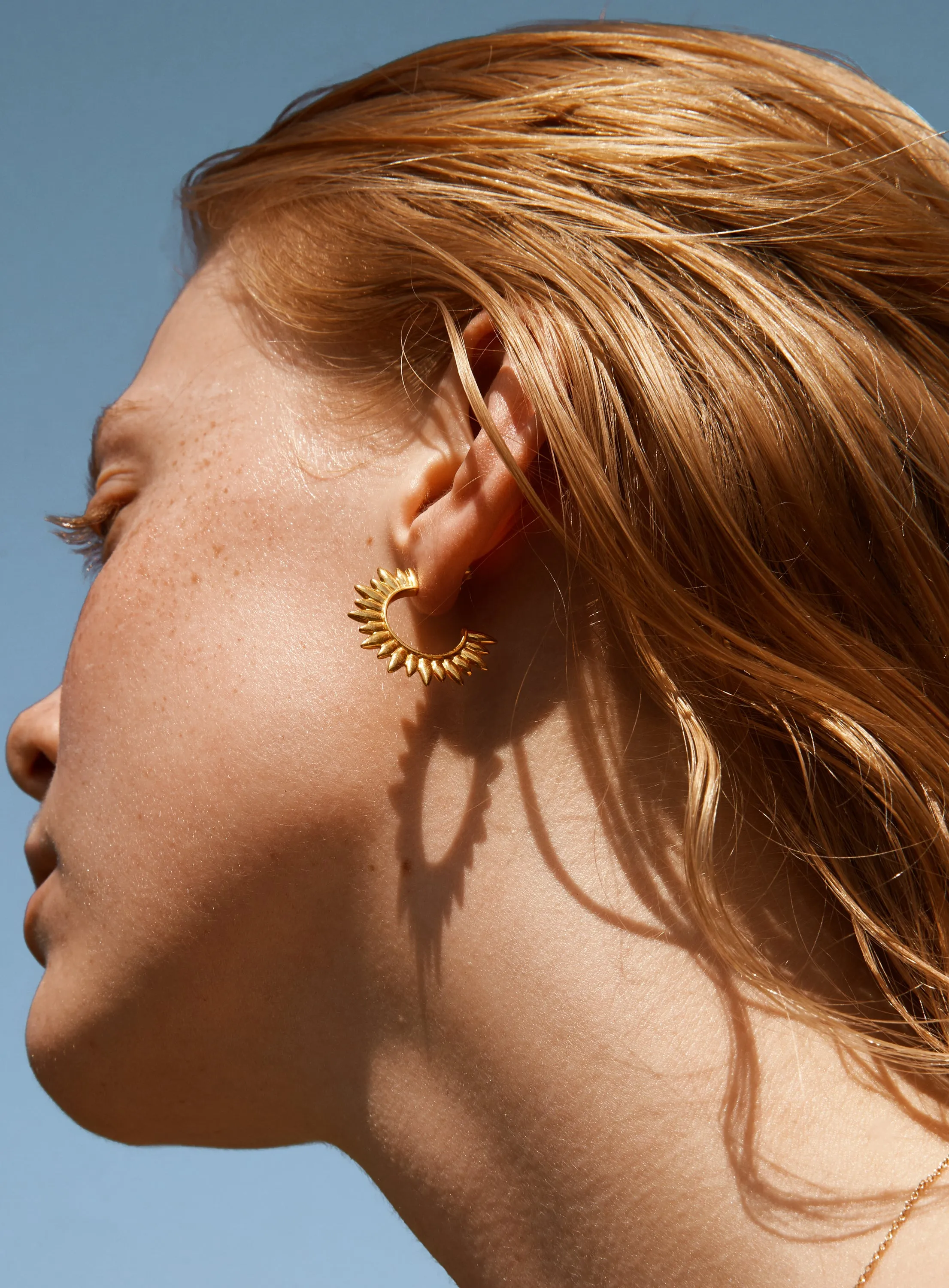 Sun 14K Gold Plated Hoop