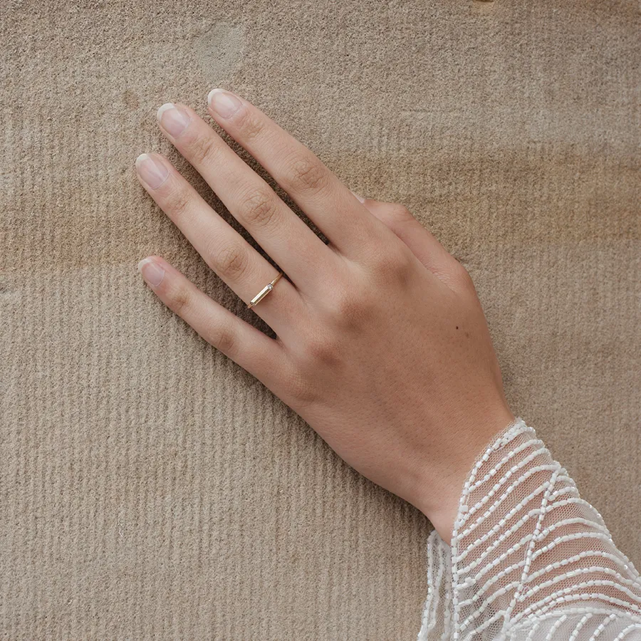 Sunbeam 18K Gold Ring w. Lab-Grown Diamond