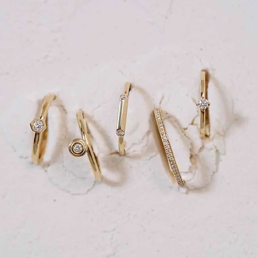 Sunbeam 18K Gold Ring w. Lab-Grown Diamond