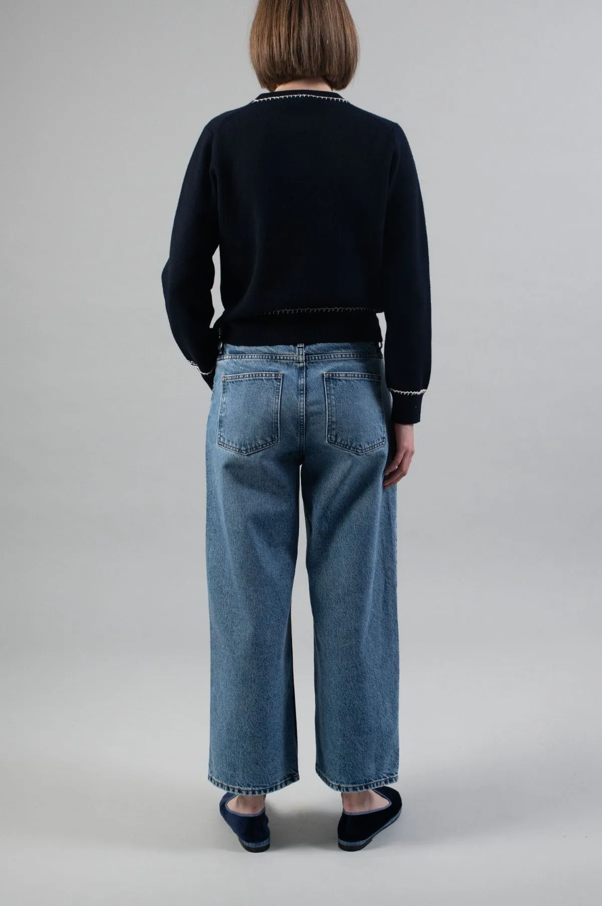 Taylor Cropped Jeans Worn Mid Blue