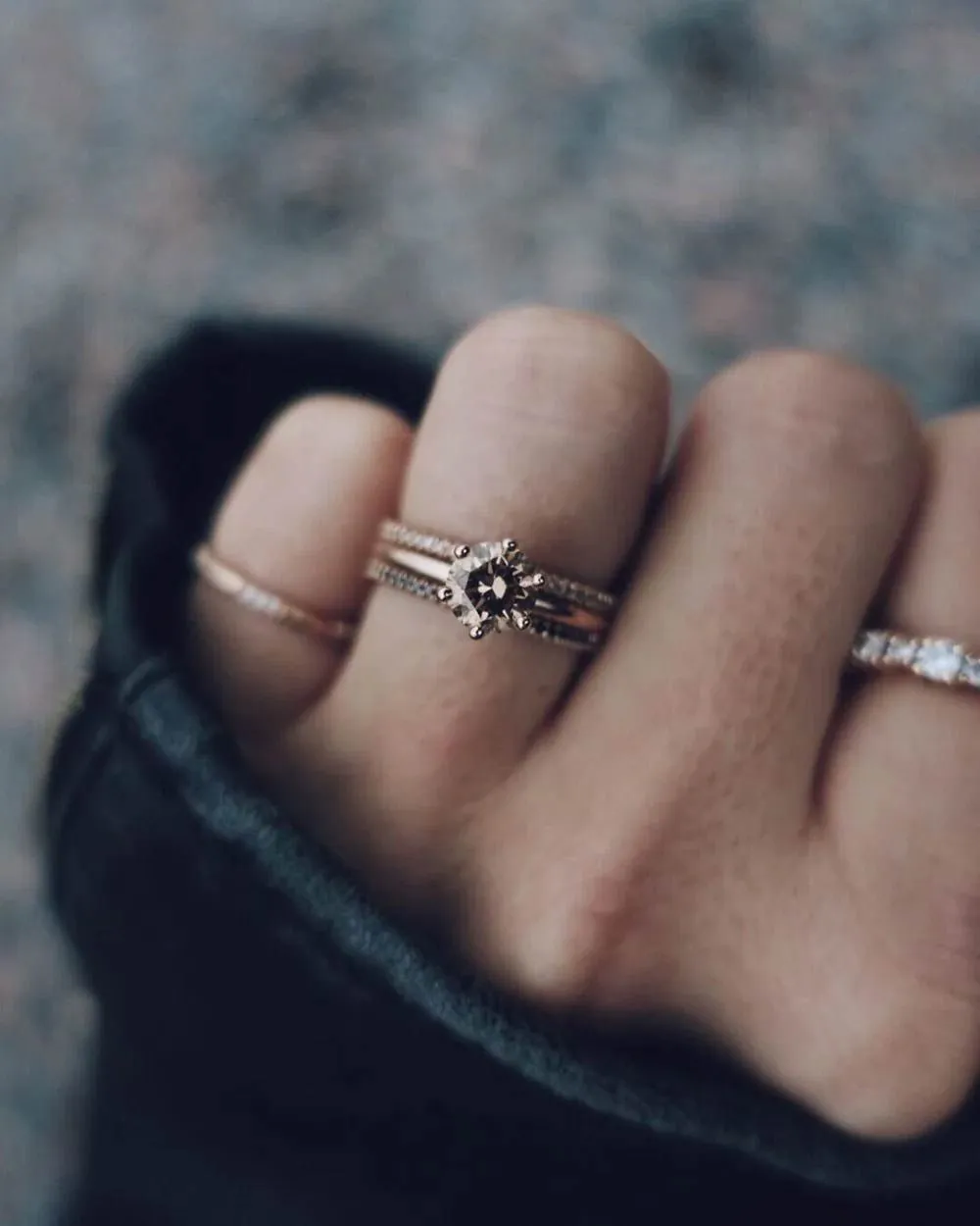 The Solitaire Chocolate 18K Gold, Whitegold or Rosegold Ring w. Diamond