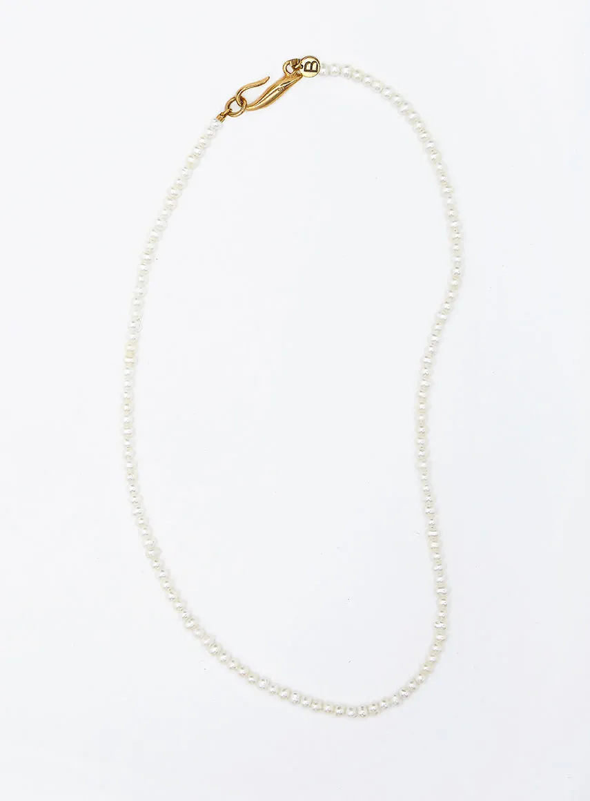 Thin pearl 14K Gold Plated Necklace w. Pearl