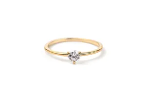 Three Prong 14K or 18K Gold Ring w. 0.3ct Lab-Grown Diamond