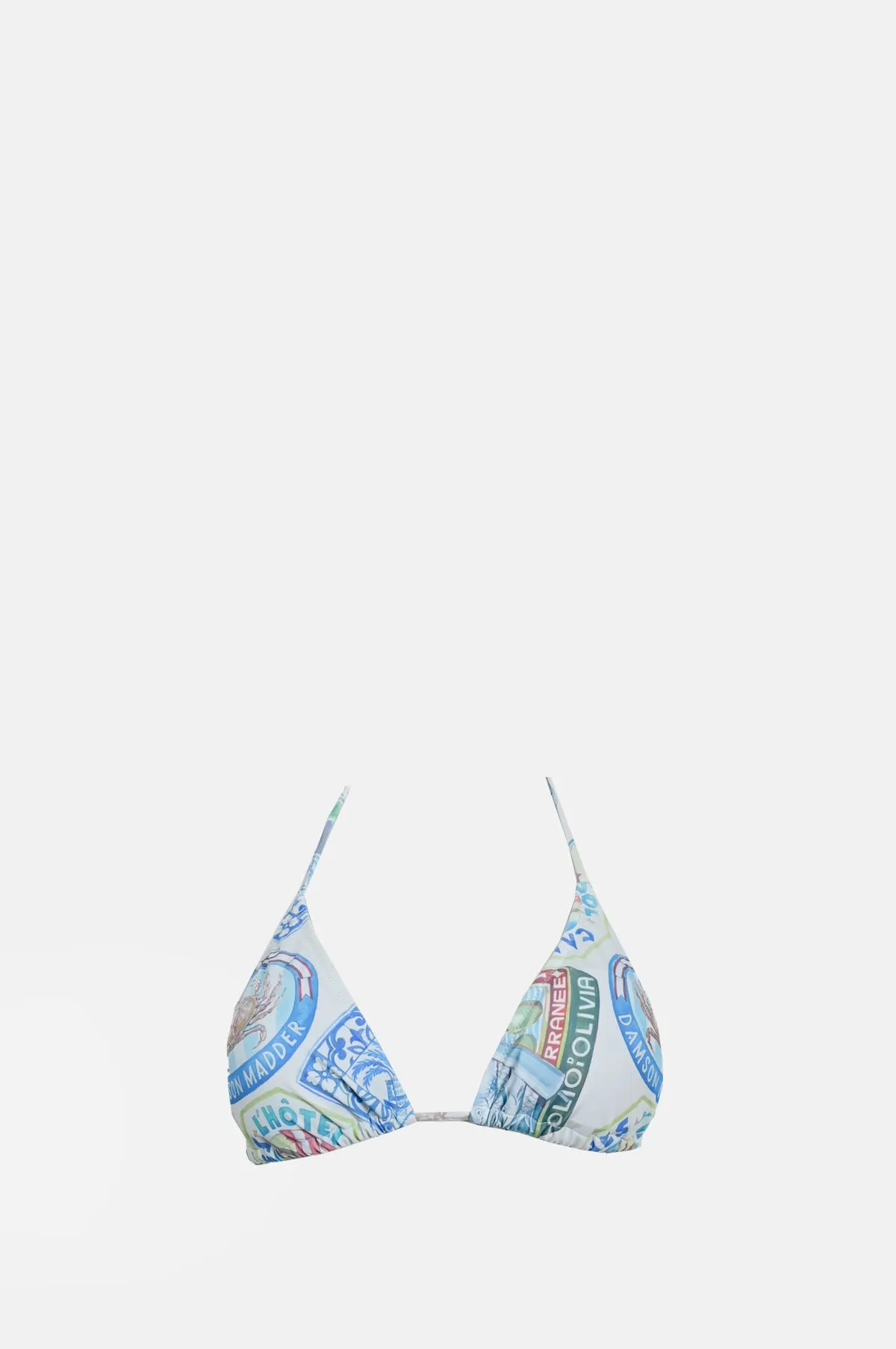 Tie Front Triangle Bikini Top Hotel Print
