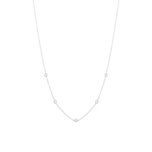 Tiny 18K White Gold Necklace w. Diamonds