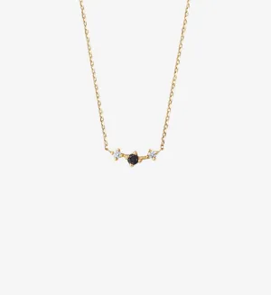 Trio Black Diamond Necklace 0.09 in 14K Yellow Gold