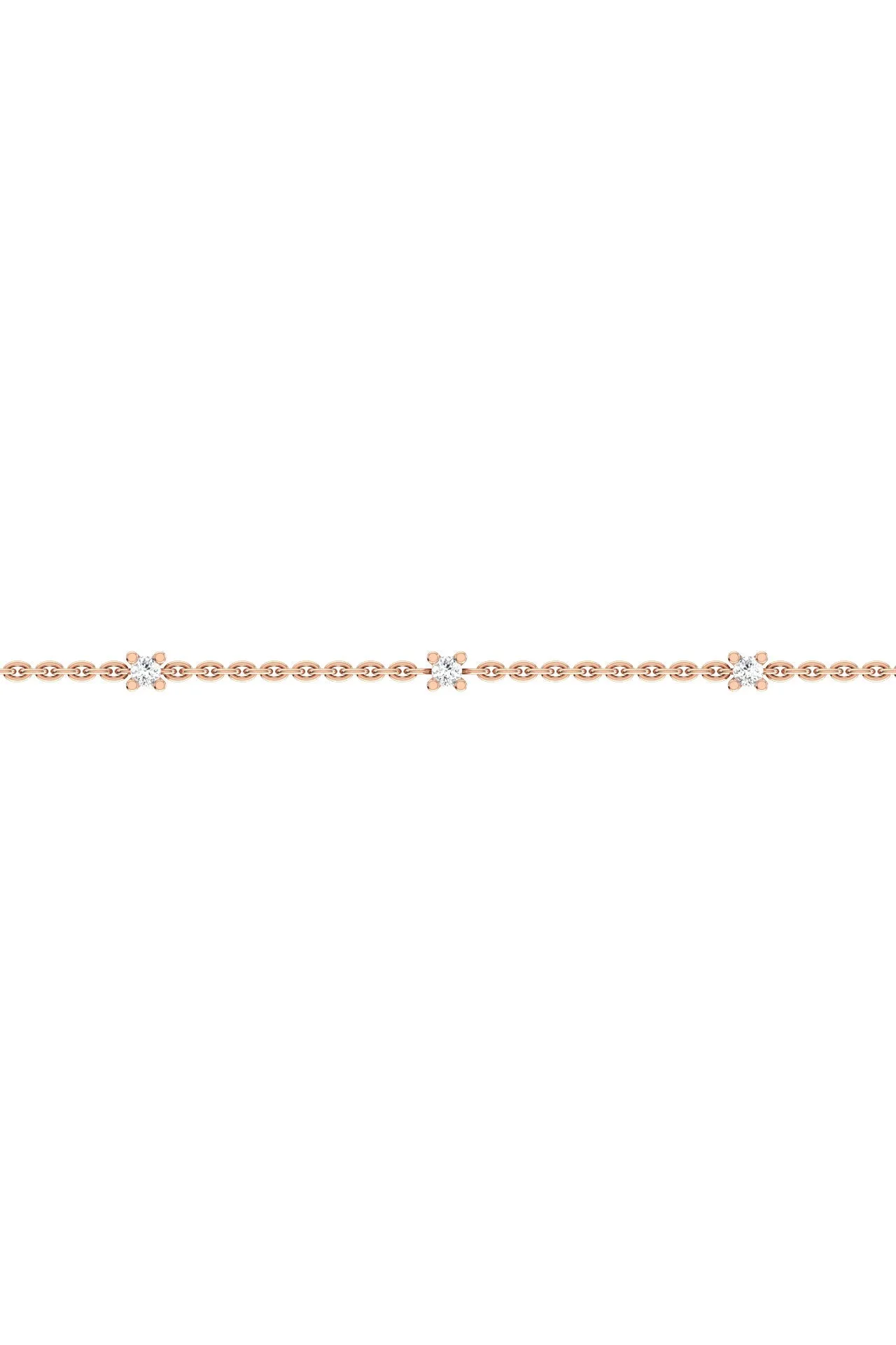 Triple Solitaire Mini 18K Rose Gold Bracelet w. Lab-Grown Diamonds