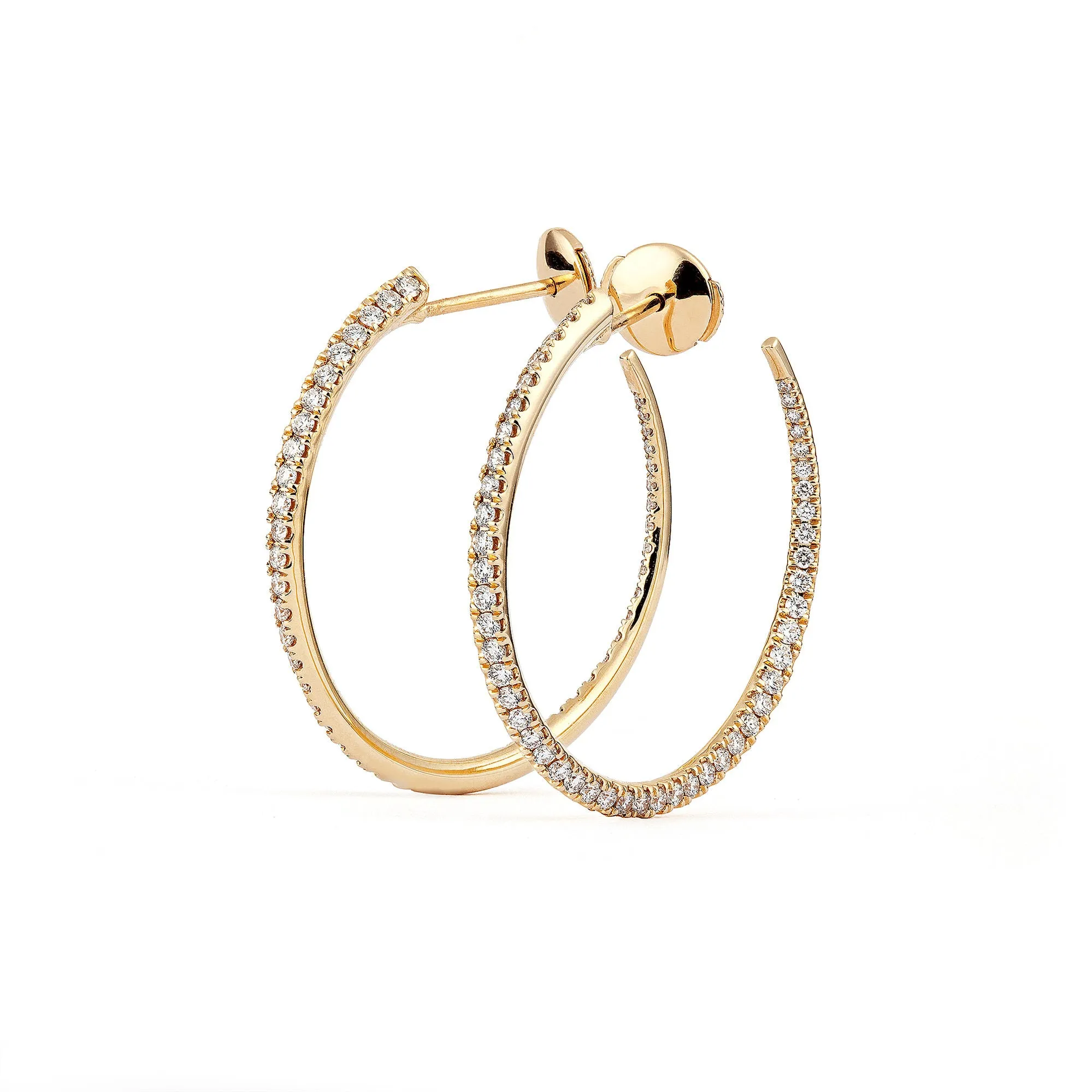 Twisted 30 mm 18K Gold Creoles w. Diamonds