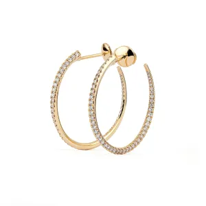 Twisted 30 mm 18K Gold Creoles w. Diamonds