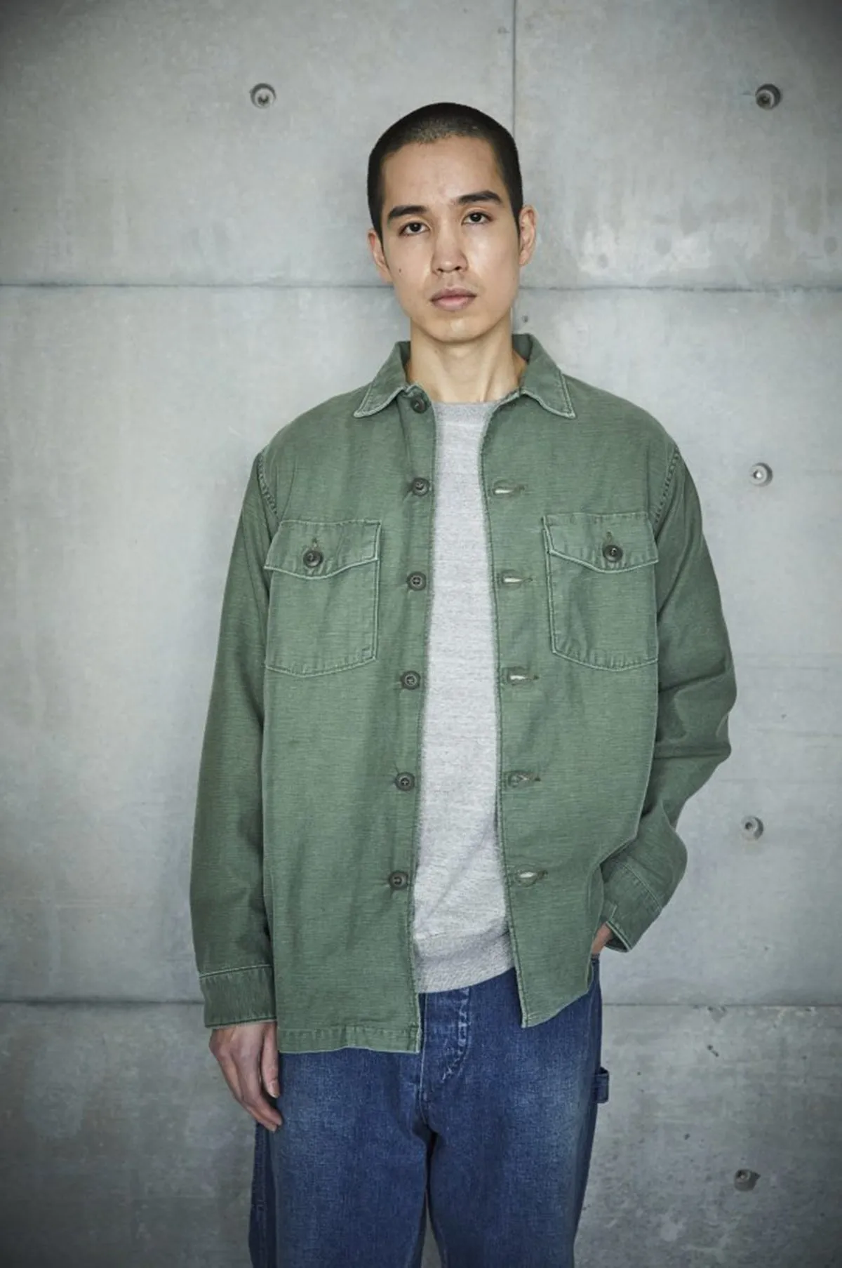 US Army Fatigue Shirt Green Used Wash