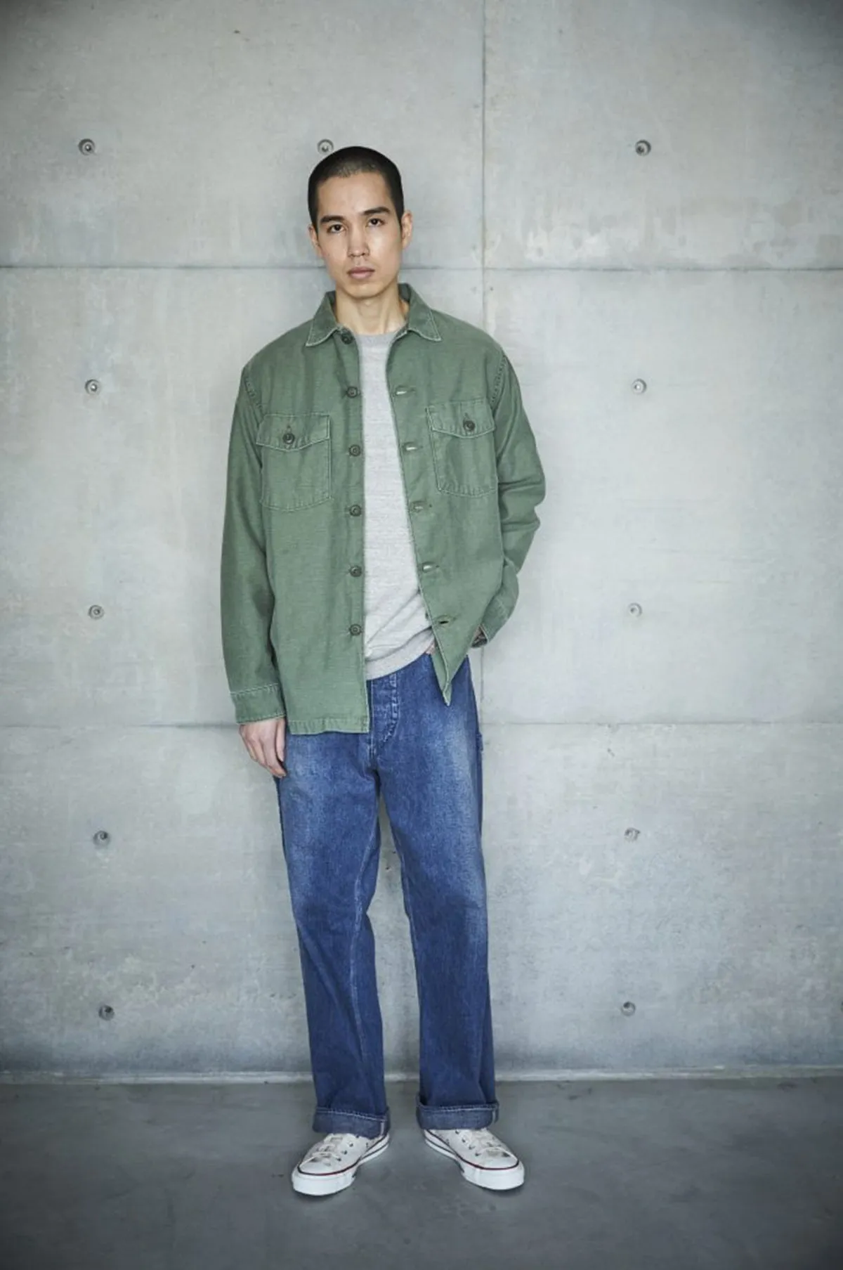 US Army Fatigue Shirt Green Used Wash