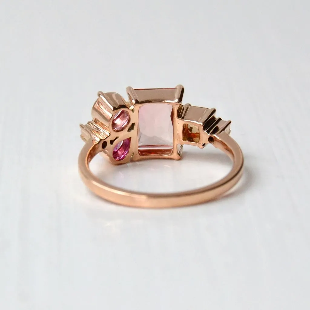 Varnaya Taruva 18K Gold Ring w. Tourmaline, Sapphire, Ruby & Diamonds