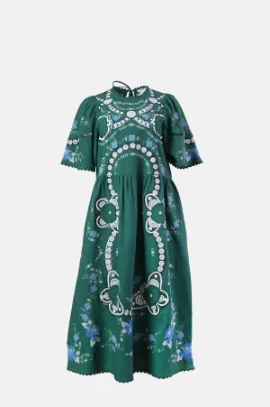 Vesna Embroidery S/Slv Dress Green