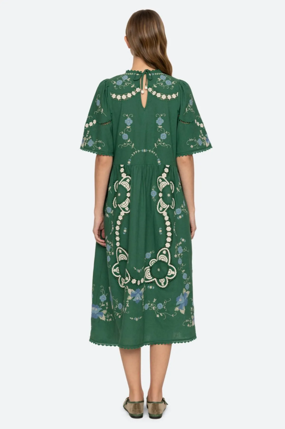 Vesna Embroidery S/Slv Dress Green