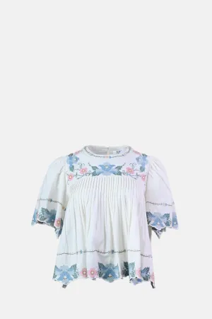 Vesna Embroidery S/Slv Top White