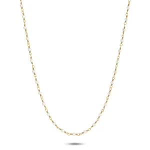 White 18K Gold Plated Necklace w. Pearls
