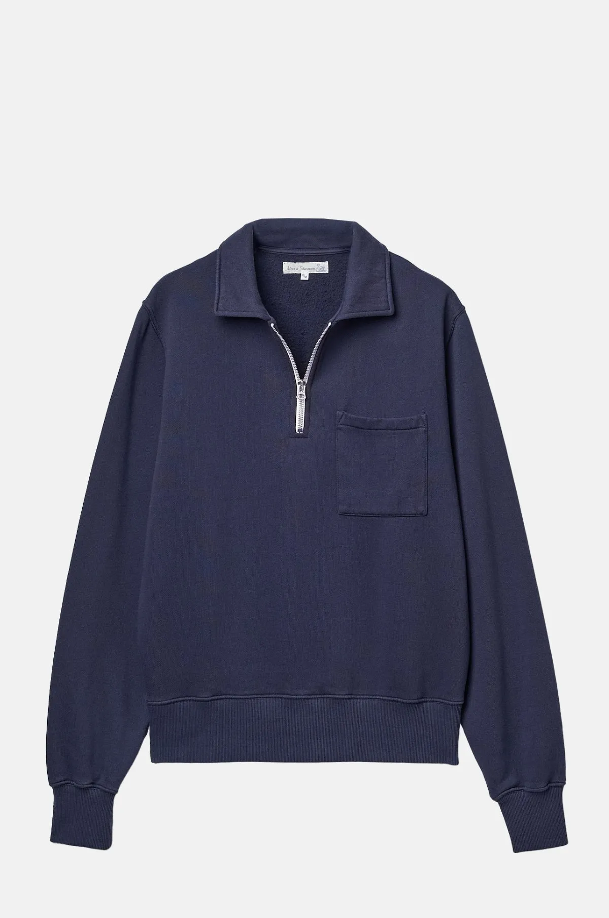 Zip Collar Sweatshirt Denim Blue